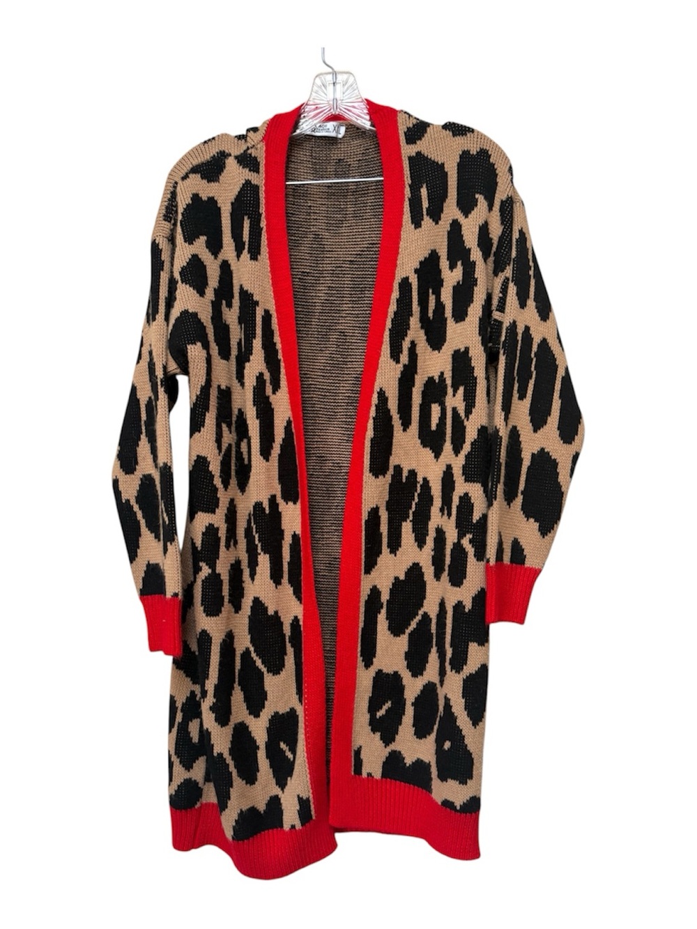 XXL Mob Wife Leopard Duster Cardigan Red Trim Maximalist Glam Longline